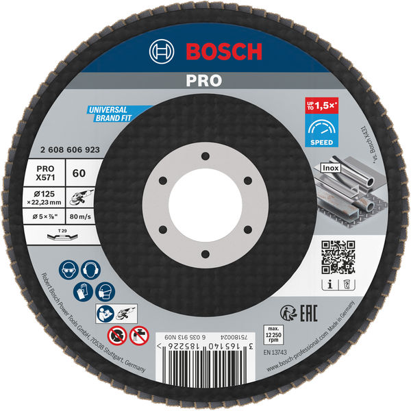Lamelirani brusni disk PRO X571, pod kutom, 125 mm, G60