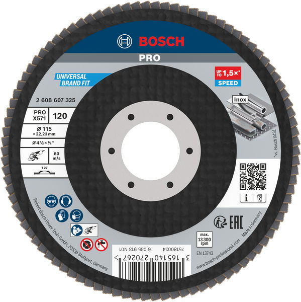 Lamelirani brusni disk PRO X571, ravan, 115 mm, G120