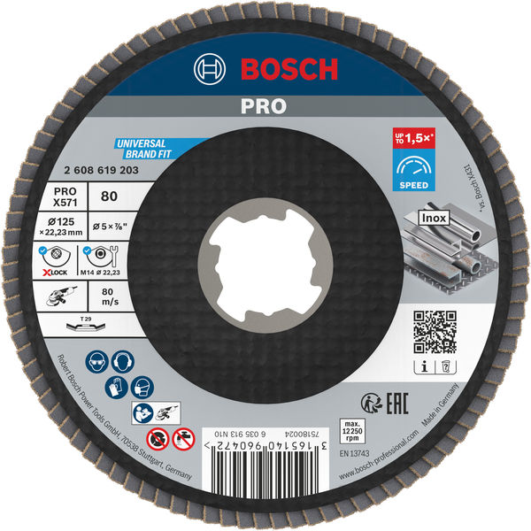 Lamelirani brusni disk PRO X571, pod kutom, 125 mm, G80, X-Lock