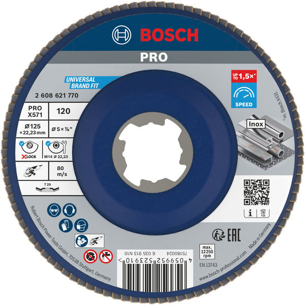 Lamelirani brusni disk PRO X571, pod kutom, 125 mm, G120, X-Lock