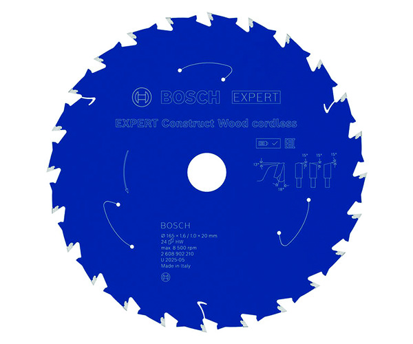 List kružne pile EXPERT Construct Wood cordless, 165 x 1,6/1 x 20 mm, T24
