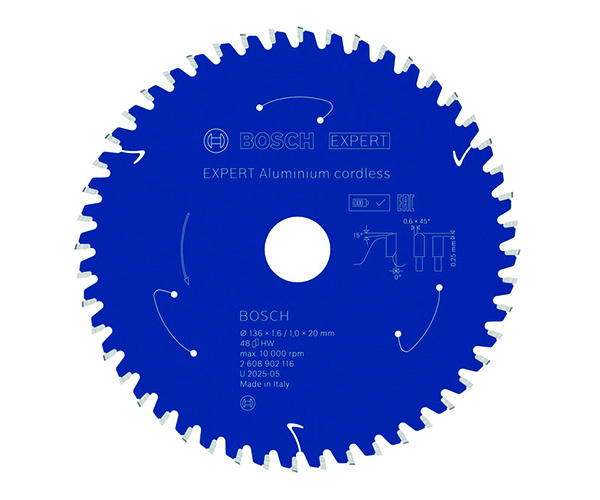 List kružne pile EXPERT Aluminium cordless, 136 x 1,6/1 x 20 mm, T48