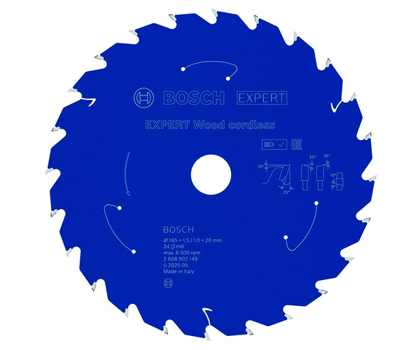List kružne pile EXPERT Wood cordless, 165 x 1,5/1 x 20 mm, T24
