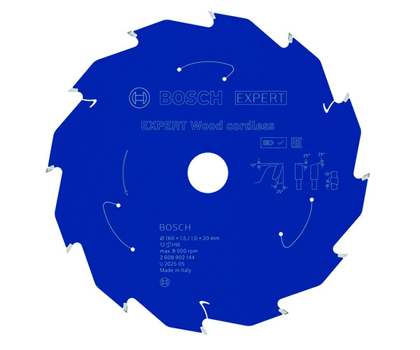 List kružne pile EXPERT Wood cordless, 160 x 1,5/1 x 20 mm, T12
