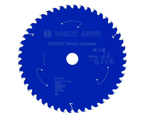 List kružne pile EXPERT Wood cordless, 184 x 1,6/1 x 20 mm, T48
