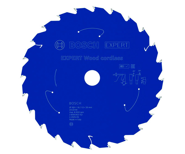 List kružne pile EXPERT Wood cordless, 184 x 1,6/1 x 20 mm, T24