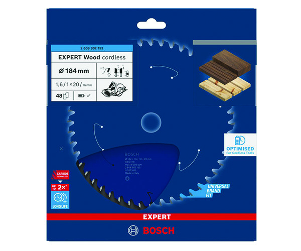 List kružne pile EXPERT Wood cordless, 184 x 1,6/1 x 20 mm, T48 - Slika 2