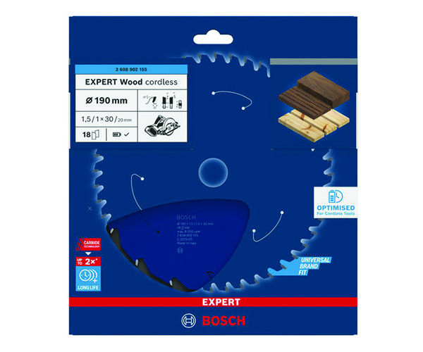 List kružne pile EXPERT Wood cordless, 190 x 1,5/1 x 30 mm, T18 - Slika 2